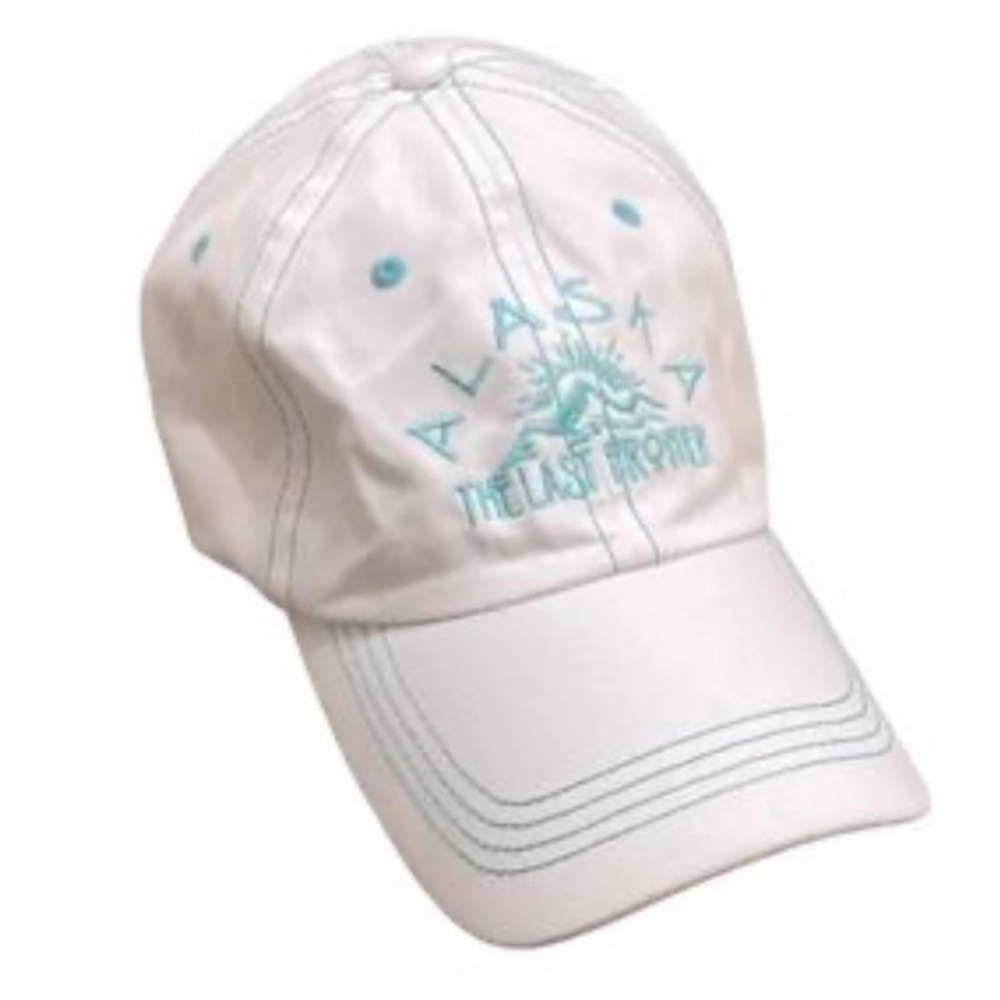 Alaska The Last Frontier hat White and Blue Embroidered Cap